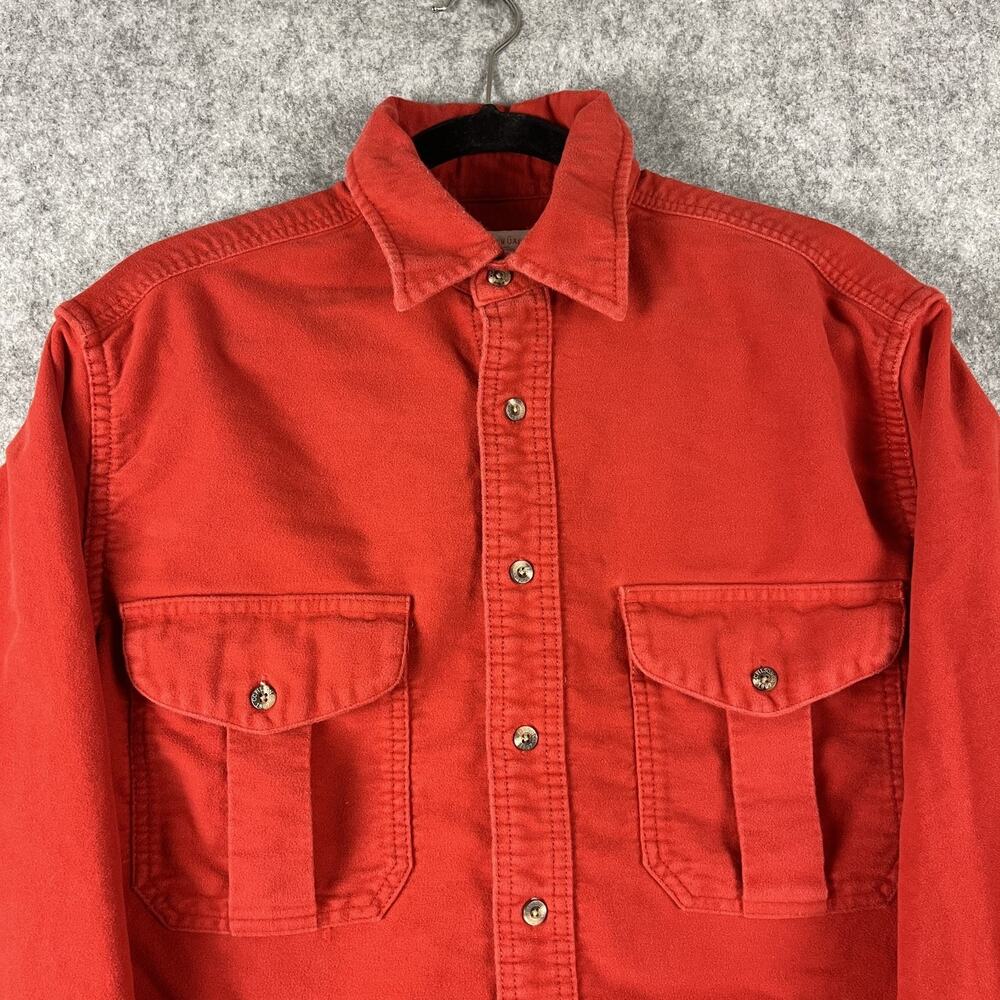 CC Filson Flannel Shirt Mens Medium Orange Button Up Heavy Rugged Outdoor Work - Picture 2 of 14